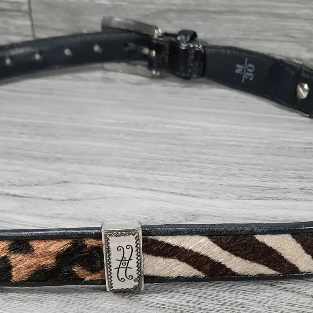 Vintage Brighton Leather and Pony Hair Animal Print Belt Sz M-30